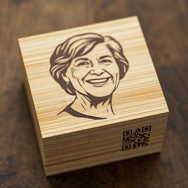Personalized Bamboo Urn with QR Code Memorial
