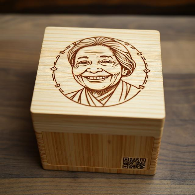 Personalized Bamboo Urn with QR Code Memorial