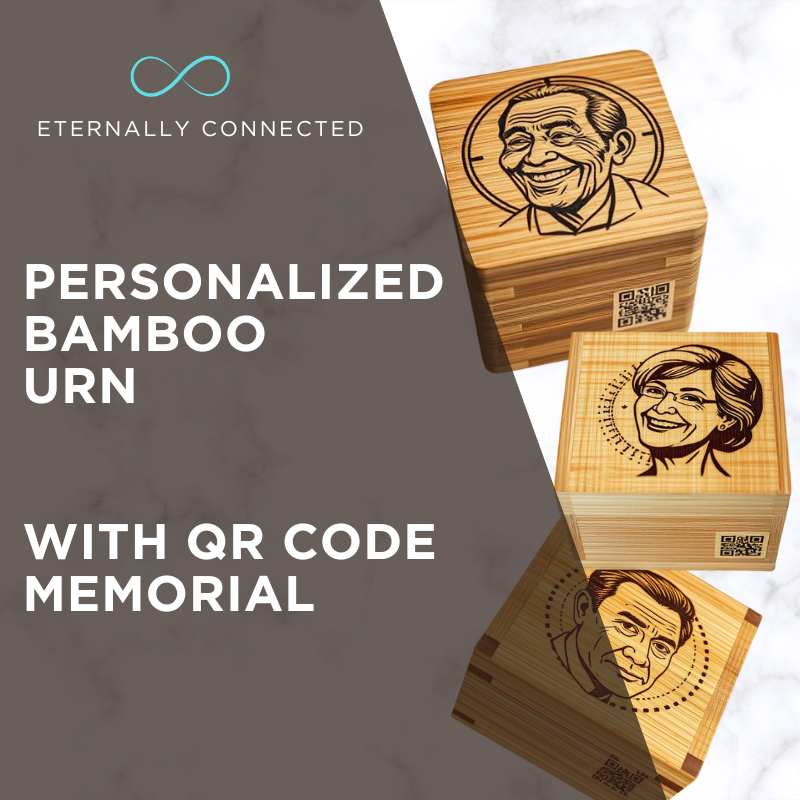 Personalized Bamboo Urn with QR Code Memorial