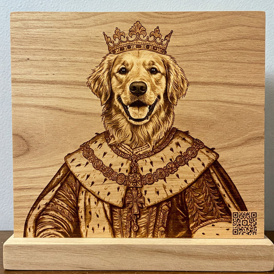 Royal Treatment Custom Etched Pet Portrait with Forever Tribute Page