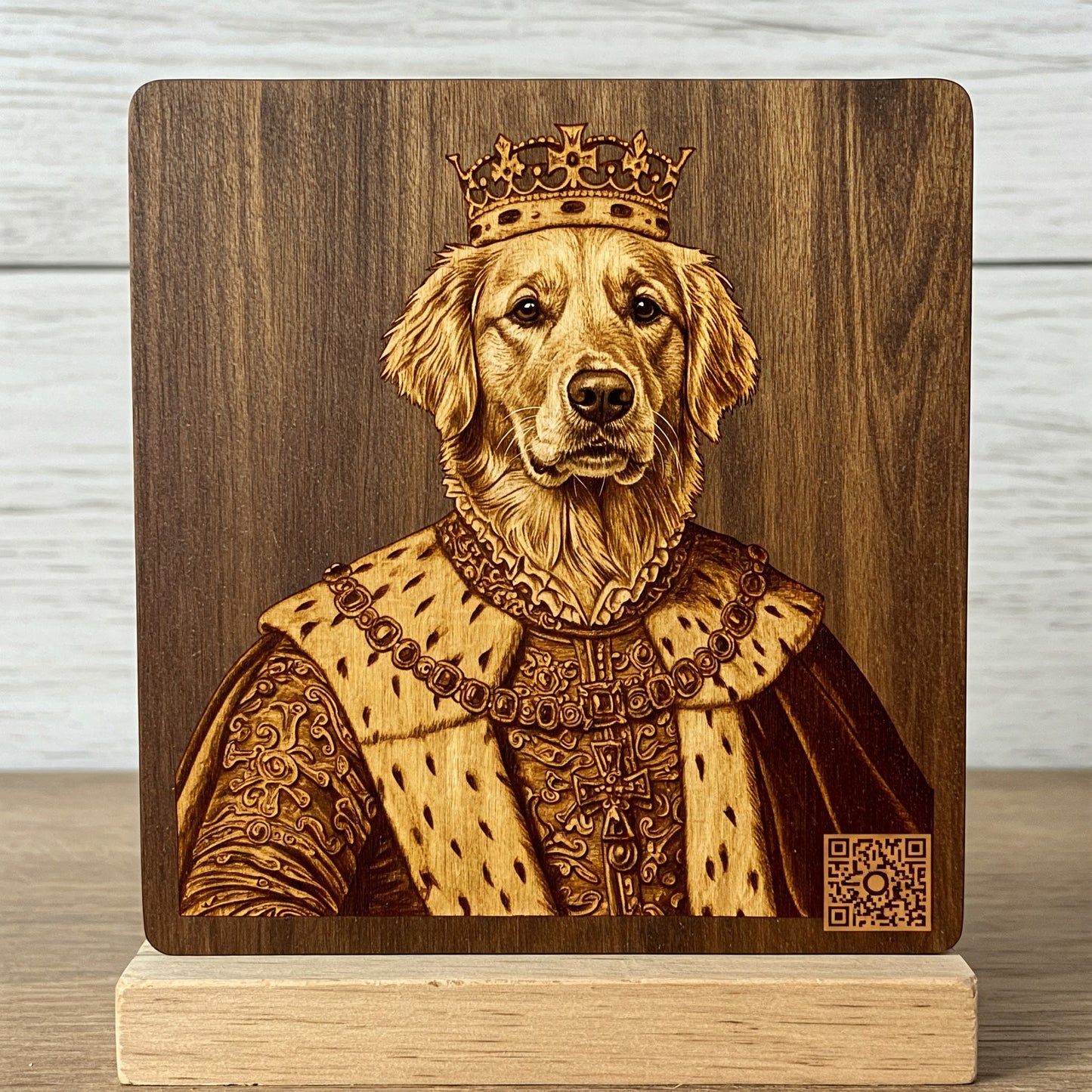 Royal Treatment Custom Etched Pet Portrait with Forever Tribute Page