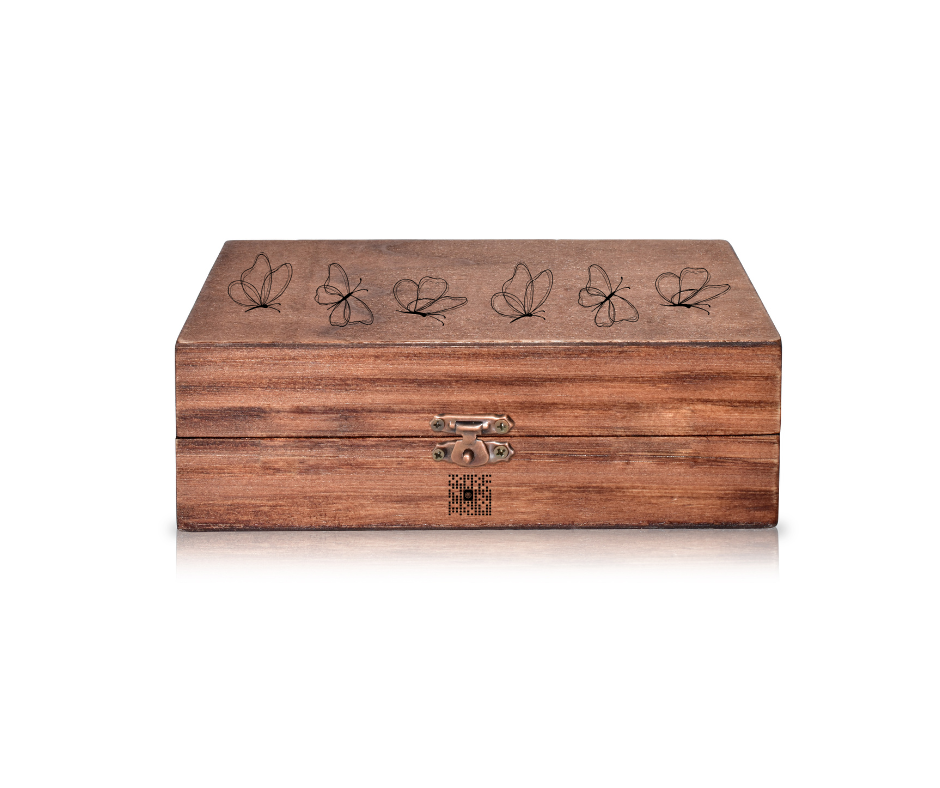 Personalized Hardwood Urn with QR Code Memorial