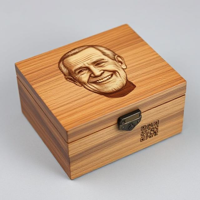 Personalized Hardwood Urn with QR Code Memorial