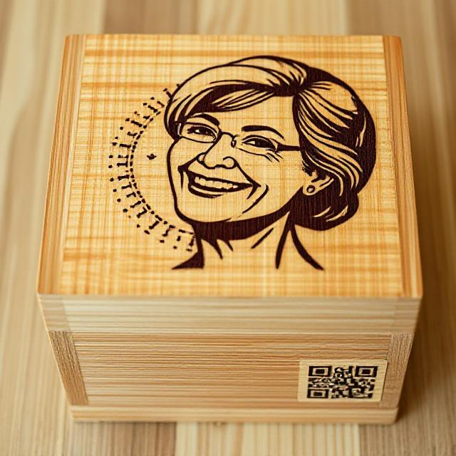 Personalized Bamboo Urn with QR Code Memorial