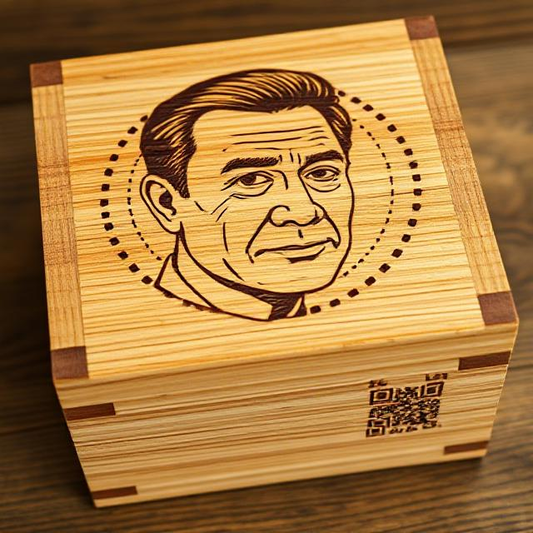 Personalized Bamboo Urn with QR Code Memorial