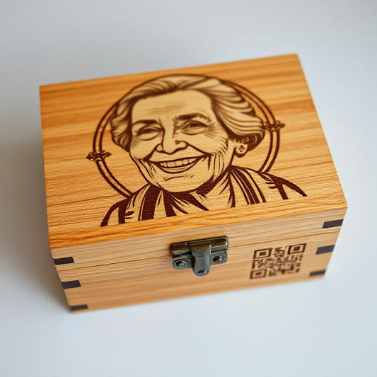 Personalized Hardwood Urn with QR Code Memorial