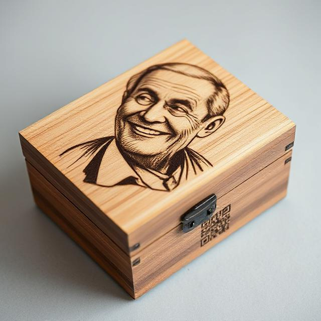 Personalized Hardwood Urn with QR Code Memorial